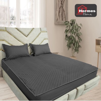 کالای خواب|ملحفه کشدار پنبه دوزی یکنفره 90 هرمس HERMES رنگ: طوسی تیره