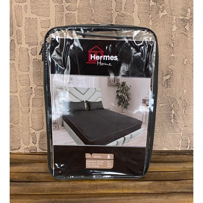 کالای خواب|ملحفه کشدار پنبه دوزی یکنفره 90 هرمس HERMES رنگ: طوسی تیره