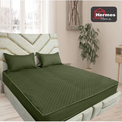 کالای خواب|ملحفه کشدار پنبه دوزی دونفره 180 کینگ هرمس HERMES رنگ: سبز کالای خواب|ملحفه کشدار پنبه دوزی دونفره 180 کینگ هرمس HERMES رنگ: سبز