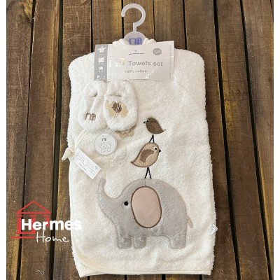 حوله|سرویس حوله نوزادی ۵ تیکه مادرکر MOTHERCARE مدل: BIRD AND ELEPHENT KREM حوله|سرویس حوله نوزادی ۵ تیکه مادرکر MOTHERCARE مدل: BIRD AND ELEPHENT KREM