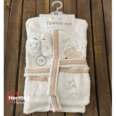 حوله|سرویس حوله نوزادی ۵ تیکه مادرکر MOTHERCARE مدل: BEAR RABBIT KREM حوله|سرویس حوله نوزادی ۵ تیکه مادرکر MOTHERCARE مدل: BEAR RABBIT KREM