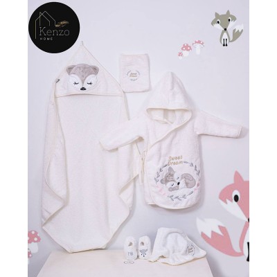 حوله|سرویس حوله نوزادی ۵ تیکه مادرکر MOTHERCARE مدل: FOX KREM