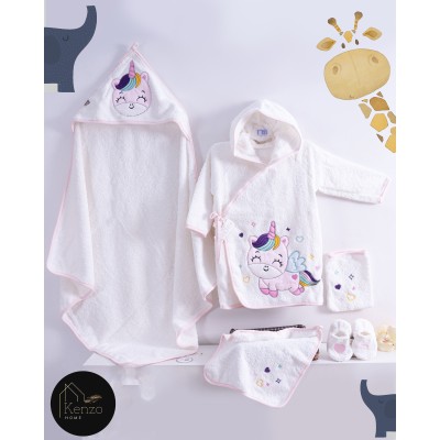 حوله|سرویس حوله نوزادی ۵ تیکه مادرکر MOTHERCARE مدل: UNICORN WHITE