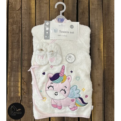 حوله|سرویس حوله نوزادی ۵ تیکه مادرکر MOTHERCARE مدل: UNICORN WHITE