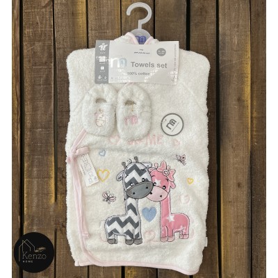 حوله|سرویس حوله نوزادی ۵ تیکه مادرکر MOTHERCARE مدل: U AND ME WHITE