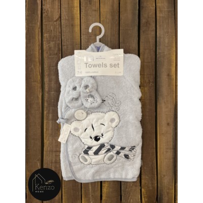 حوله|سرویس حوله نوزادی ۵ تیکه مادرکر MOTHERCARE مدل: SCARF BEAR GRI حوله|سرویس حوله نوزادی ۵ تیکه مادرکر MOTHERCARE مدل: SCARF BEAR GRI