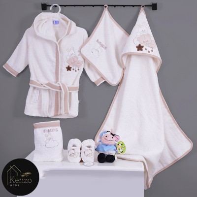 حوله|سرویس حوله نوزادی ۵ تیکه مادرکر MOTHERCARE مدل: BEAR RABBIT KREM