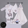 حوله|سرویس حوله نوزادی ۵ تیکه مادرکر MOTHERCARE مدل: BIRD AND ELEPHENT KREM
