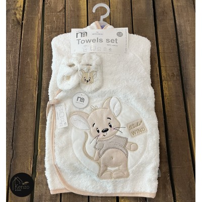 حوله|سرویس حوله نوزادی ۵ تیکه مادرکر MOTHERCARE مدل: MOUSE KREM
