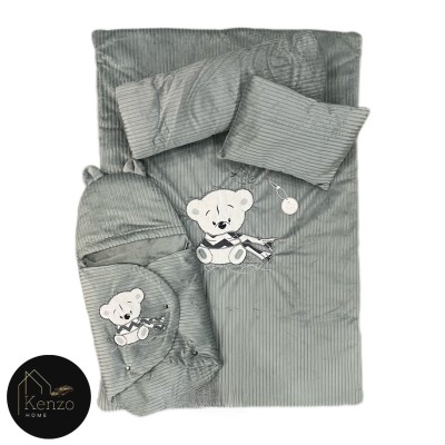 کالای خواب|سرویس خواب نوزاد با قنداق مادرکر MOTHERCARE مدل: SCARF BEAR GRI