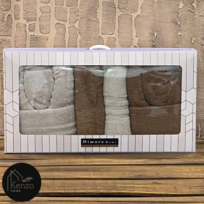 حوله|سرویس حوله پنبه ژاکارد دونفره دیمورا مدل: DIMORA cappuccino haki