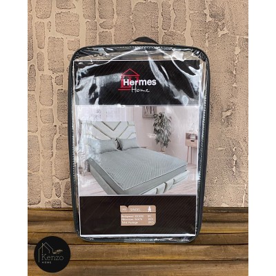 کالای خواب|ملحفه کشدار پنبه دوزی یکنفره 90 هرمس HERMES رنگ: طوسی روشن