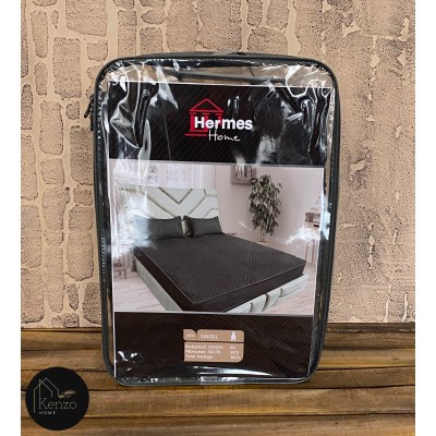 کالای خواب|ملحفه کشدار پنبه دوزی یکنفره 90 هرمس HERMES رنگ: طوسی تیره