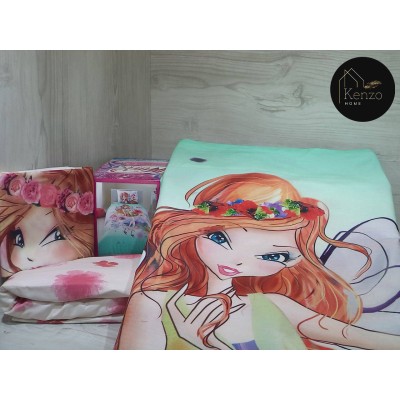 کالای خواب|روتختی کاوری رنفورس یکنفره تینیجر تاچ TAC مدل: WINX BLOOM WATERCOLOUR