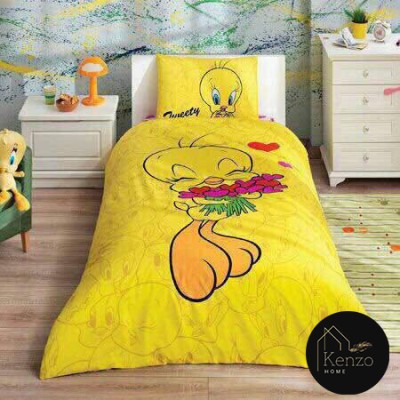 کالای خواب|روتختی کاوری رنفورس یکنفره تینیجر تاچ TAC مدل: TWEETY HEARTS