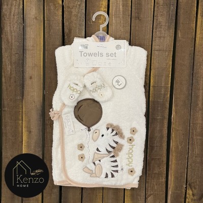 حوله|سرویس حوله نوزادی ۵ تیکه مادرکر MOTHERCARE مدل: ZEBRA KREM