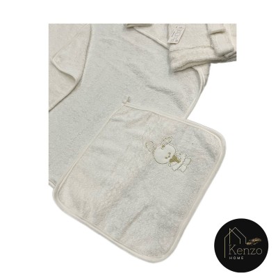 حوله|سرویس حوله نوزادی ۵ تیکه مادرکر MOTHERCARE مدل: RABBIT LUX WHITE