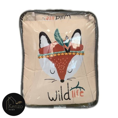 روتختی نوزادی|سرویس خواب نوزاد با قنداق چاپی مدل: WILD LIFE KREM