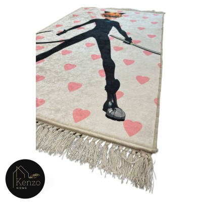 فرشینه و قالیچه|فرشینه چاپی 100x60 مدل: CAT NOIR