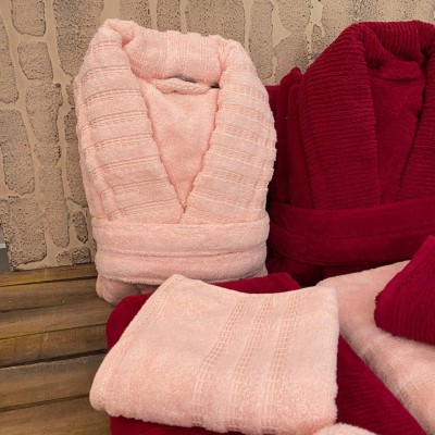 حوله|سرویس حوله پنبه ژاکارد دونفره دیمورا مدل: (dimora(pembe-kizil