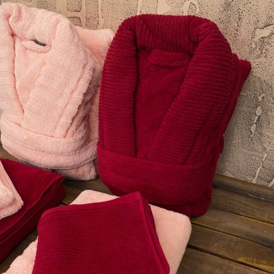 حوله|سرویس حوله پنبه ژاکارد دونفره دیمورا مدل: (dimora(pembe-kizil