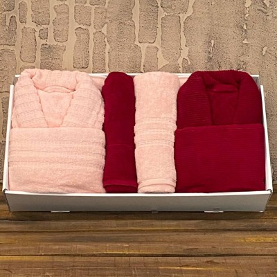 حوله|سرویس حوله پنبه ژاکارد دونفره دیمورا مدل: (dimora(pembe-kizil