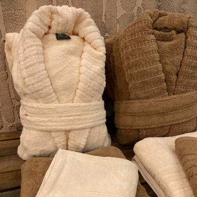 حوله|سرویس حوله پنبه ژاکارد دونفره دیمورا مدل: (dimora(krem-kahve