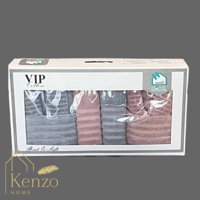 حوله|سرویس حوله پنبه ژاکارد دونفره زبرا مدل: (ZEBRA(gri-gul kurusu