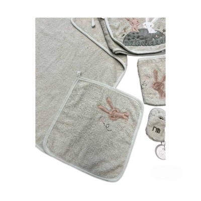 حوله|سرویس حوله نوزادی ۵ تیکه مادرکر MOTHERCARE مدل: HELLO BUNNY GREEN