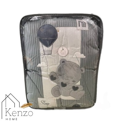 کالای خواب|سرویس خواب نوزاد 5تکه گلدوزی  MOTHERCARE مدل: خرس بالونی طوسی