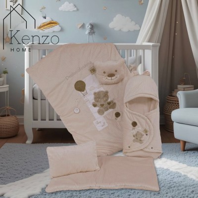کالای خواب|سرویس خواب نوزاد 5تکه گلدوزی  MOTHERCARE مدل: خرس پاپیونی کرم