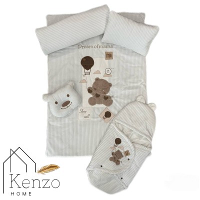 کالای خواب|سرویس خواب نوزاد 5تکه گلدوزی  MOTHERCARE مدل: خرس بالونی سفید