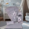 کالای خواب|سرویس خواب نوزاد 5تکه گلدوزی  MOTHERCARE مدل: خرس پاپیونی طوسی