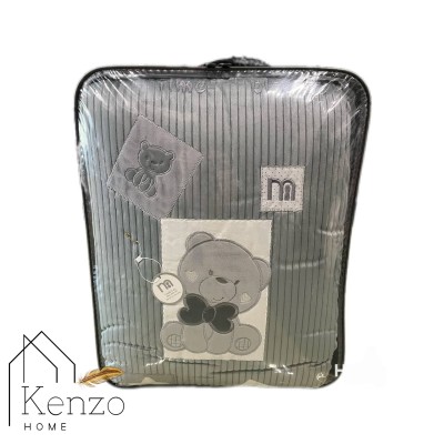 کالای خواب|سرویس خواب نوزاد 5تکه گلدوزی  MOTHERCARE مدل: خرس پاپیونی طوسی