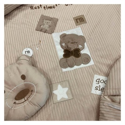کالای خواب|سرویس خواب نوزاد 5تکه گلدوزی  MOTHERCARE مدل: خرس پاپیونی کرم