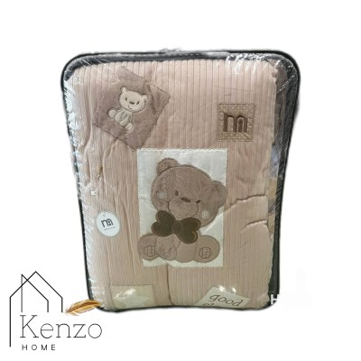 کالای خواب|سرویس خواب نوزاد 5تکه گلدوزی  MOTHERCARE مدل: خرس پاپیونی کرم