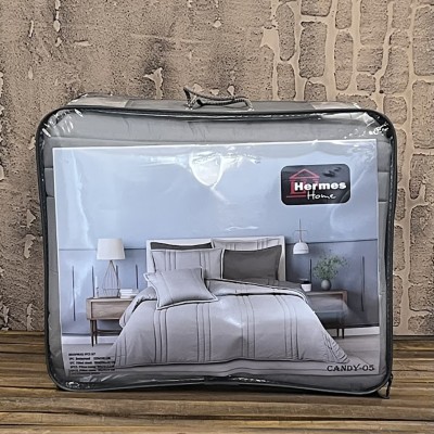 کالای خواب|سرویس لحاف دونفره 7تکه مدل candy رنگ طوسی روشن