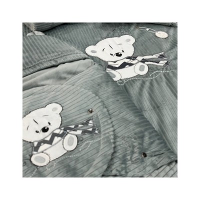 کالای خواب|سرویس خواب نوزاد با قنداق گلدوزی مادرکر MOTHERCARE مدل: SCARF BEAR GRI