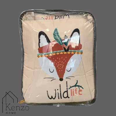 روتختی نوزادی|سرویس خواب نوزاد با قنداق چاپی مدل: WILD LIFE KREM