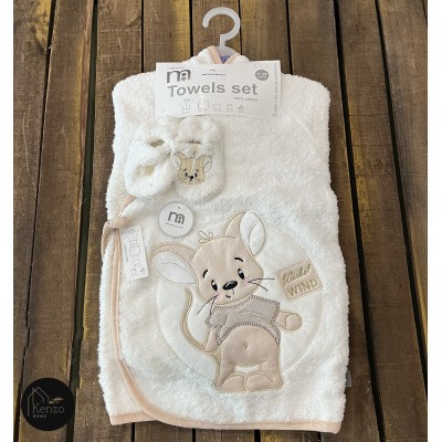 حوله|سرویس حوله نوزادی ۵ تیکه مادرکر MOTHERCARE مدل: MOUSE KREM