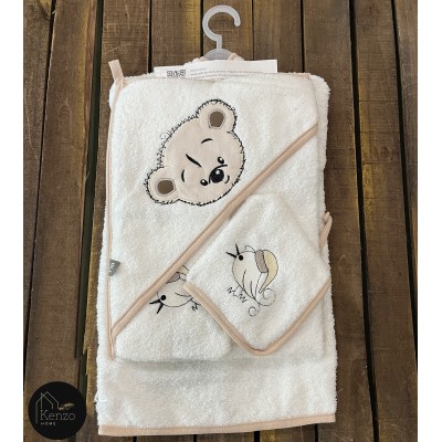 حوله|سرویس حوله نوزادی ۵ تیکه مادرکر MOTHERCARE مدل: SCARF BEAR KREM