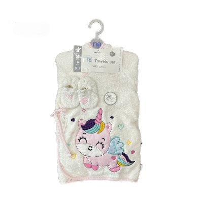 حوله|سرویس حوله نوزادی ۵ تیکه مادرکر MOTHERCARE مدل: UNICORN WHITE